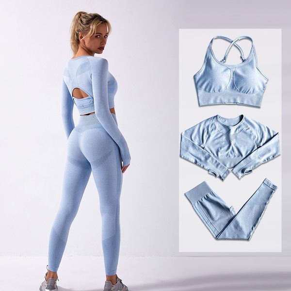 2/3pcs seamless yoga sets women gym clothes workout sportswear long sleeve bra high waist leggings set running sport suits y1123, Gray
2/3pcs seamless yoga sets women gym clothes workout sportswear long sleeve bra high waist leggings set running sport suits y1123, Gray