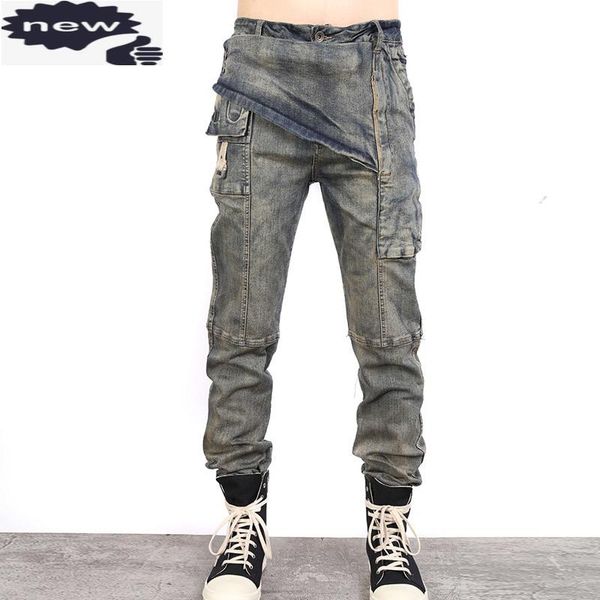 men's jeans vintage mens denim cargo pants buttons designer cowboy long trousers motorcycle biker slim fit hombre, Blue
men's jeans vintage mens denim cargo pants buttons designer cowboy long trousers motorcycle biker slim fit hombre, Blue