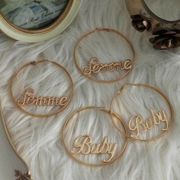 hoop & huggie fashion statement femme baby letter big earrings for women girl simple gold color punk large circle earring dancer jewelry, Golden;silver
hoop & huggie fashion statement femme baby letter big earrings for women girl simple gold color punk large circle earring dancer jewelry, Golden;silver