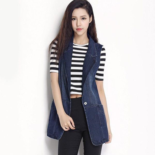s-4xl denim vest women vintage mid long jeans sleeveless jacket female fashion lapel cowboy waistcoat pocket a5356, Black;white
s-4xl denim vest women vintage mid long jeans sleeveless jacket female fashion lapel cowboy waistcoat pocket a5356, Black;white