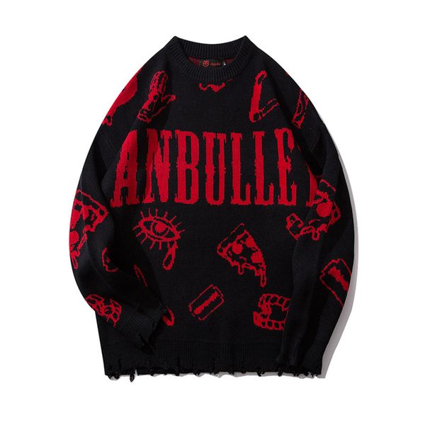Harajuku knitted hip hop printed street men's clothing, autumn and winter loose sweater, 2020, White;black
Harajuku knitted hip hop printed street men's clothing, autumn and winter loose sweater, 2020, White;black