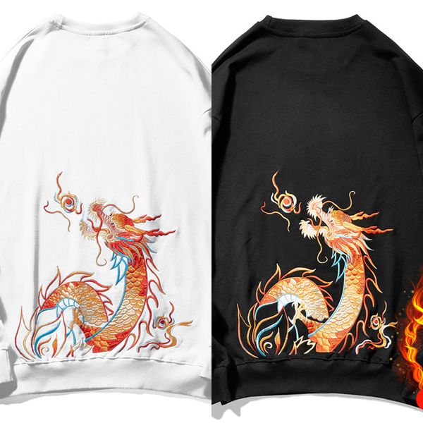 2020 new dragon embroidery men's autumn trend loose large size tide brand cotton round neck pullover bottoming shirt f c0127, Black
2020 new dragon embroidery men's autumn trend loose large size tide brand cotton round neck pullover bottoming shirt f c0127, Black