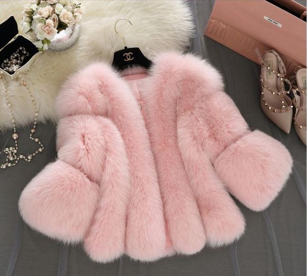 women's fur & faux europe\us style haining imitation short coat female stitching three-quarter sleeves casual all-match, Black
women's fur & faux europe\us style haining imitation short coat female stitching three-quarter sleeves casual all-match, Black