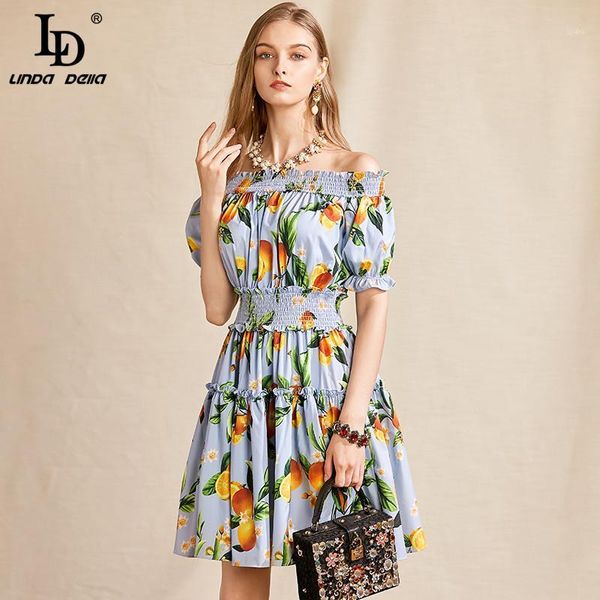 ld linda della fashion runway summer dress women off the shoulder elastic waist floral print elegant mini dress vestidos1, Black;gray
ld linda della fashion runway summer dress women off the shoulder elastic waist floral print elegant mini dress vestidos1, Black;gray
