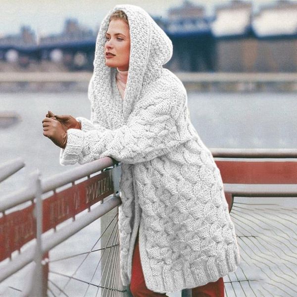 women hooded long cardigan knitted winter sweater female women sweater pocket cardigan coat plus size s-3xl1, White 
women hooded long cardigan knitted winter sweater female women sweater pocket cardigan coat plus size s-3xl1, White