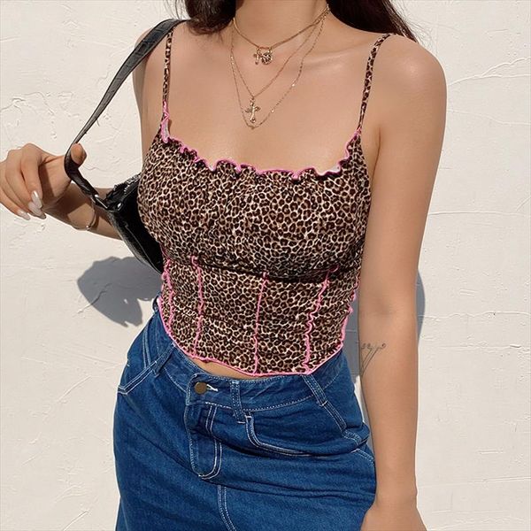 fashion leopard print tank ruffles frilly tanks sling sleeveless crop square collar striped summer vest vetement femme, White
fashion leopard print tank ruffles frilly tanks sling sleeveless crop square collar striped summer vest vetement femme, White