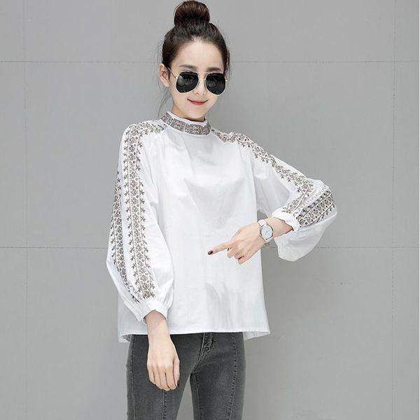 women's blouses & shirts 2021 korean chic summer autumn women ladies fashion vintage loose and embroidery shirt blusas, White
women's blouses & shirts 2021 korean chic summer autumn women ladies fashion vintage loose and embroidery shirt blusas, White