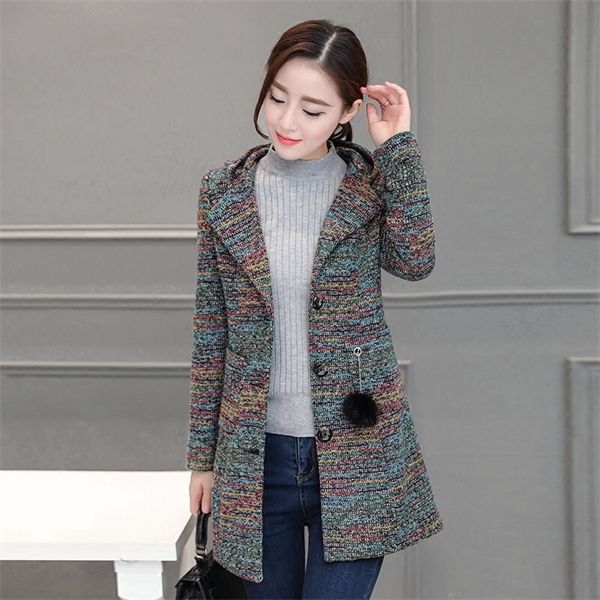 autumn and winter new fashion striped single-breasted hooded long woolen women's jacket slim thin woolen coat tb190317 y1120, Black
autumn and winter new fashion striped single-breasted hooded long woolen women's jacket slim thin woolen coat tb190317 y1120, Black