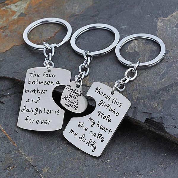3pcs/set mom daddy girl who stole my heart love between mother daughter key chains ring fob keyring keychain family gift, Silver
3pcs/set mom daddy girl who stole my heart love between mother daughter key chains ring fob keyring keychain family gift, Silver