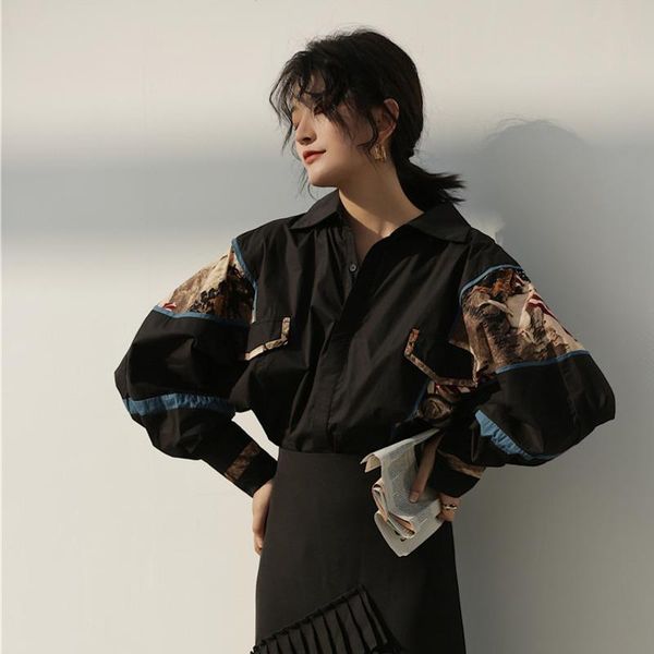 long sleeve lanmrem 2021 new fashion autumn black print retro shirt females batwing long sleeve personlity blouse vestido yf70101, White
long sleeve lanmrem 2021 new fashion autumn black print retro shirt females batwing long sleeve personlity blouse vestido yf70101, White