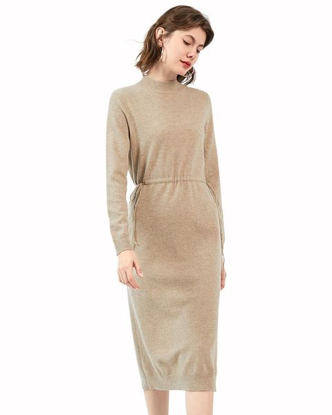 zhili women's 100% cashmere mock neck split side long sleeve sweater dress with belt, White;black
zhili women's 100% cashmere mock neck split side long sleeve sweater dress with belt, White;black