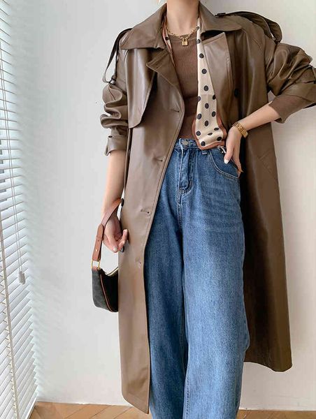 women's jackets korea runway designer fall /autumn leather maxi long trench coat with belt chic female windbreaker classic 0147, Black;brown
women's jackets korea runway designer fall /autumn leather maxi long trench coat with belt chic female windbreaker classic 0147, Black;brown