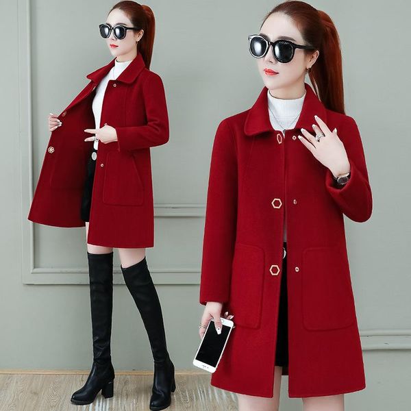 double-sided velvet woolen cloth coat dress new autumn/winter 2021 thickening in the temperament of long wool coat, Black
double-sided velvet woolen cloth coat dress new autumn/winter 2021 thickening in the temperament of long wool coat, Black