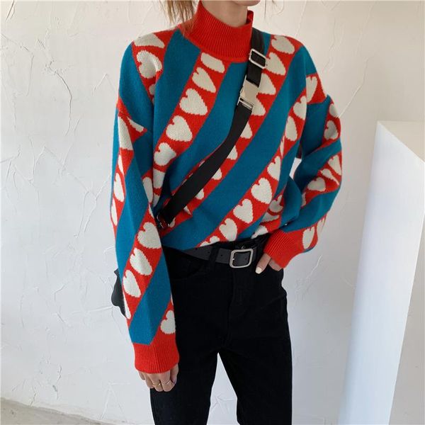 women's sweaters casual loose high collar love sweater japanese kawaii ulzzang female korean harajuku clothing for women, White;black
women's sweaters casual loose high collar love sweater japanese kawaii ulzzang female korean harajuku clothing for women, White;black