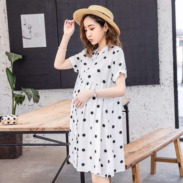 maternity dresses 8817# 2021 summer korean fashion dress dot printed cotton clothes for pregnant women sweet chic loose pregnancy, White
maternity dresses 8817# 2021 summer korean fashion dress dot printed cotton clothes for pregnant women sweet chic loose pregnancy, White