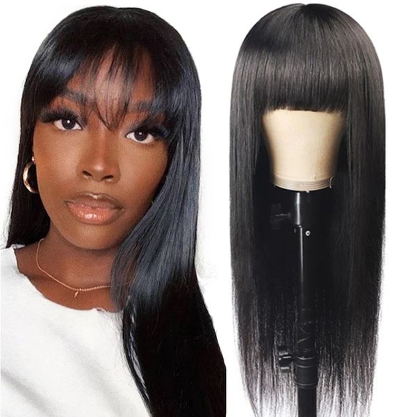straight human hair wigs with bangs full machine made wig human hair for women brazilian remy wigs none lace, Black;brown
straight human hair wigs with bangs full machine made wig human hair for women brazilian remy wigs none lace, Black;brown