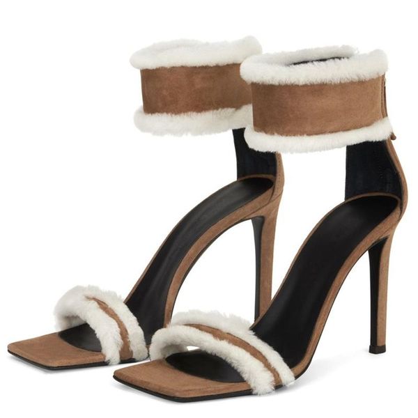 furry sandals square toe thin heel women shoes 2021 new arrivals back zipper ankle strap concise dress shoes stiletto heel, Black
furry sandals square toe thin heel women shoes 2021 new arrivals back zipper ankle strap concise dress shoes stiletto heel, Black