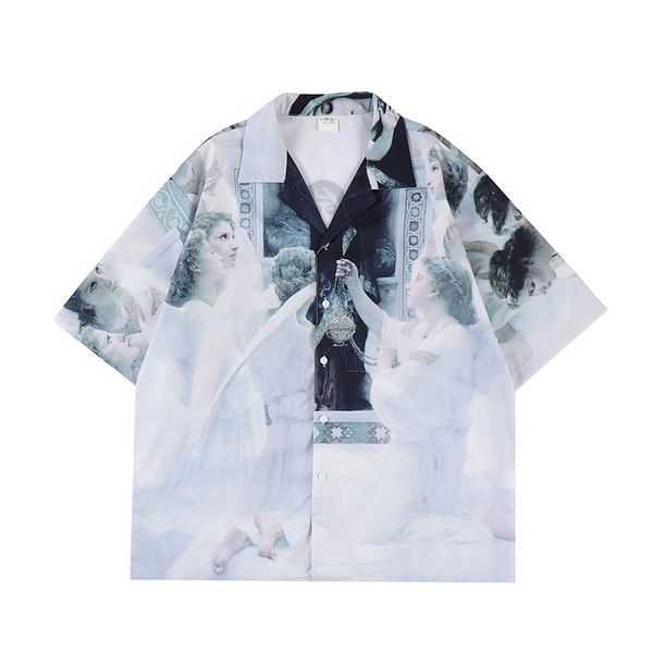 painted short sleeve summer shirts for men and women streetwear casual lapel oversized s03, White;black
painted short sleeve summer shirts for men and women streetwear casual lapel oversized s03, White;black