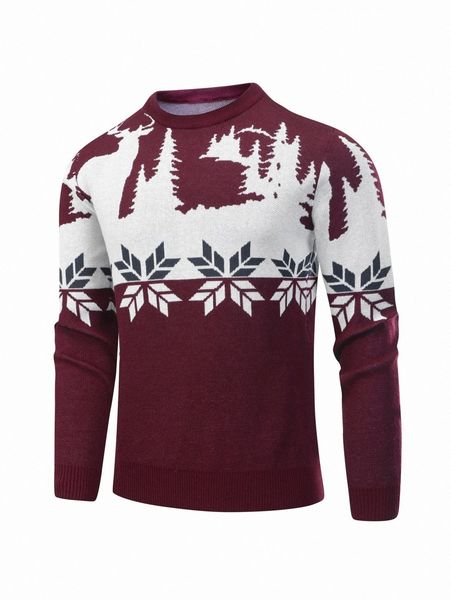men christmas pattern sweater y0tm#, White;black