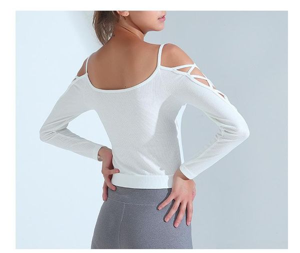yoga outfits shoulder design sports hollow out long sleeve workout fitness crop running clothing quick dry active wear, White;red
yoga outfits shoulder design sports hollow out long sleeve workout fitness crop running clothing quick dry active wear, White;red