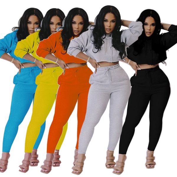 women 2 piece outfits solid colour sweater fabric with hat and double pockets laides new fashion autumn sportwear tracksuits p9, White 
women 2 piece outfits solid colour sweater fabric with hat and double pockets laides new fashion autumn sportwear tracksuits p9, White