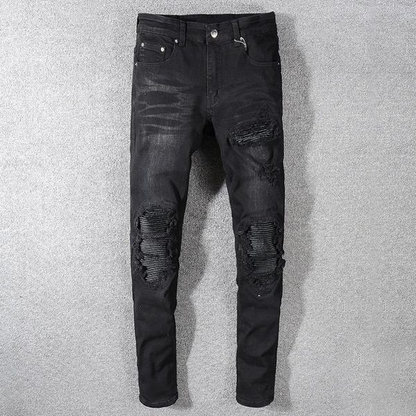 pu leather patchwork biker jeans for motorcycle slim skinny plus size ripped stretch denim pants hip hop jeans men men's black, Blue
pu leather patchwork biker jeans for motorcycle slim skinny plus size ripped stretch denim pants hip hop jeans men men's black, Blue