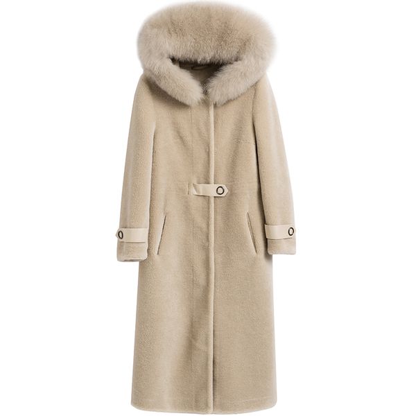 coat women's winter of natural sheep-cutting, wool coat, female, long, fox skin, collar, hood, cloak, femme xh2p, Black
coat women's winter of natural sheep-cutting, wool coat, female, long, fox skin, collar, hood, cloak, femme xh2p, Black