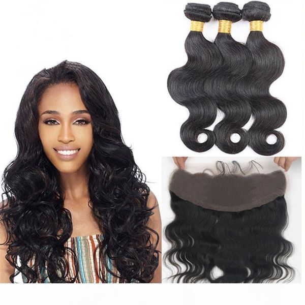 brazilian hair weave body wave with lace frontal 13x4 natural color middle three part lace frontal with bundles hair extensions, Black
brazilian hair weave body wave with lace frontal 13x4 natural color middle three part lace frontal with bundles hair extensions, Black