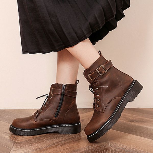 2021 new autumn winter pu leather ankle lace up short boots square heel round toe casual women shoes size 34-43 kn70, Black
2021 new autumn winter pu leather ankle lace up short boots square heel round toe casual women shoes size 34-43 kn70, Black