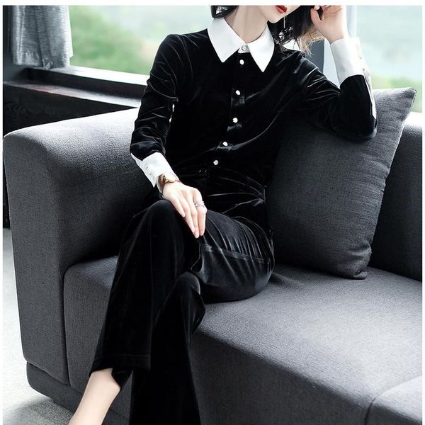 velvet womens two piece sets 2020 spring new fashion women clothing elegant black office lady clothing long sleeve wide leg pant1, White
velvet womens two piece sets 2020 spring new fashion women clothing elegant black office lady clothing long sleeve wide leg pant1, White
