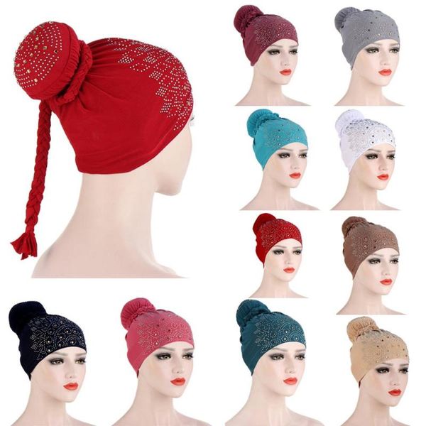 new hair bun braid wig rhinestone baotou cap multicolor fashion cap spot, Blue;gray
new hair bun braid wig rhinestone baotou cap multicolor fashion cap spot, Blue;gray