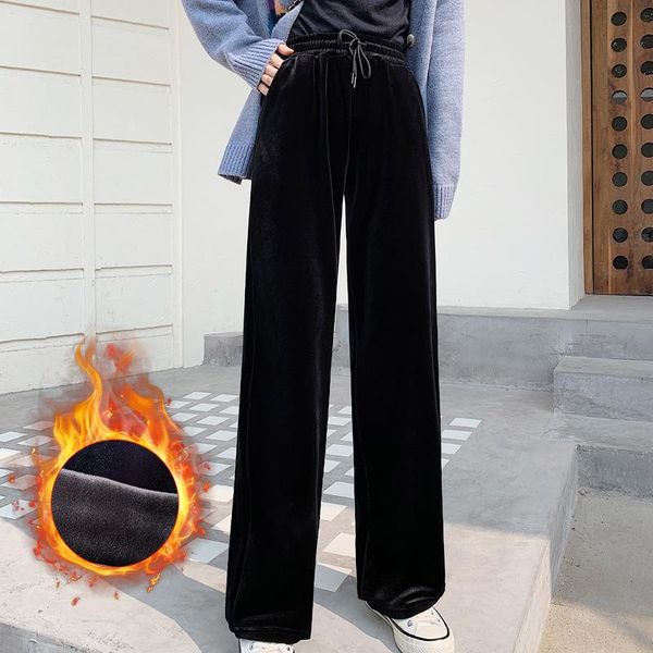 women's pants & capris plus velvet gold loose autumn and winter drape high-waisted straight mop long casual pant, Black;white
women's pants & capris plus velvet gold loose autumn and winter drape high-waisted straight mop long casual pant, Black;white