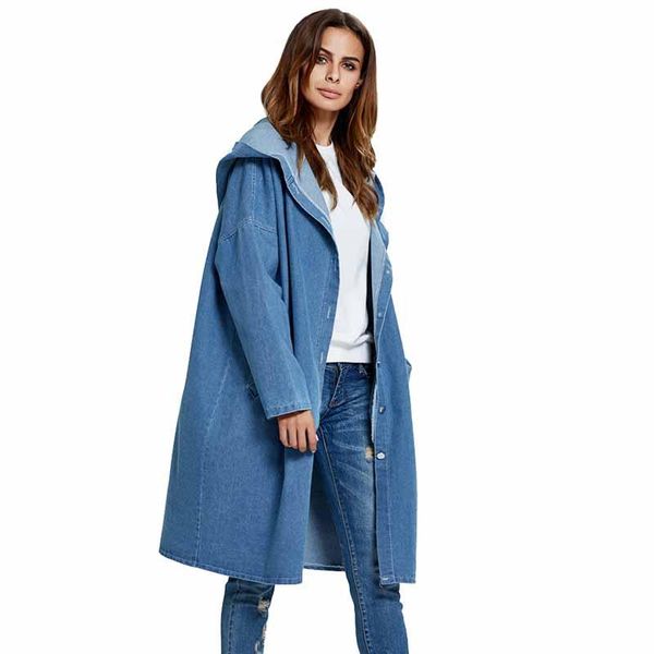 spring autumn large size denim trench coat women long sleeve hooded jeans windbreaker long coat female basic casual outerwear, Tan;black
spring autumn large size denim trench coat women long sleeve hooded jeans windbreaker long coat female basic casual outerwear, Tan;black