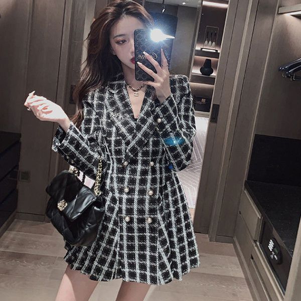 2021 short long sleeve plaid suit women slim korean dress winter one-piece lady casual office clothes t7ws, Black;gray
2021 short long sleeve plaid suit women slim korean dress winter one-piece lady casual office clothes t7ws, Black;gray