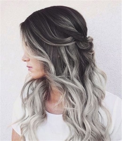 new female middle point gray and white highlighting gradient color long curly hair microcurly long straight hair wig, Black
new female middle point gray and white highlighting gradient color long curly hair microcurly long straight hair wig, Black