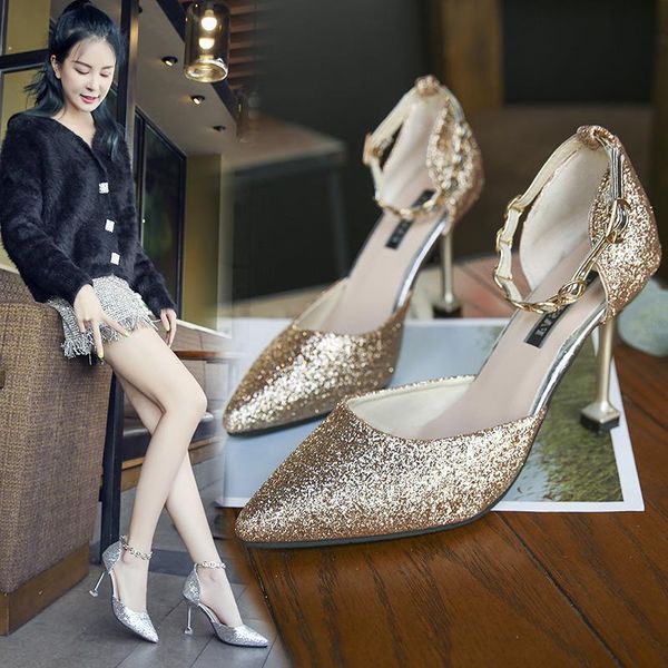 women's shoes 2021 new korean sequins pointed shallow mouth 9cm stiletto fashion wedding shoes bridesmaid, Black
women's shoes 2021 new korean sequins pointed shallow mouth 9cm stiletto fashion wedding shoes bridesmaid, Black