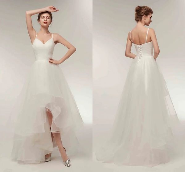 2022 high low wedding dress v neck asymmetrical tulle spaghetti strap simple casual bridal gowns vestido de novia robe mariee, White
2022 high low wedding dress v neck asymmetrical tulle spaghetti strap simple casual bridal gowns vestido de novia robe mariee, White