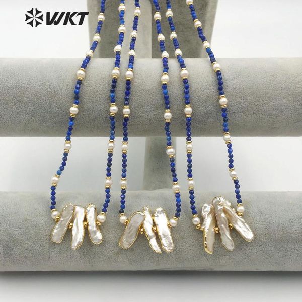 pendant necklaces wt-jn104 natural freshwater pearl necklace random shape with lapis beads chain fashion themed, Silver
pendant necklaces wt-jn104 natural freshwater pearl necklace random shape with lapis beads chain fashion themed, Silver