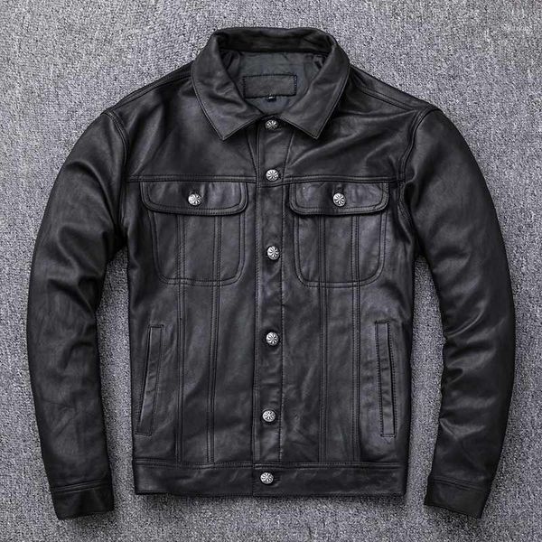 men's leather & faux genuine men short 2021 sheepskin lapel denim buckle slim fit motorcycle jacket biker coat1, Black
men's leather & faux genuine men short 2021 sheepskin lapel denim buckle slim fit motorcycle jacket biker coat1, Black
