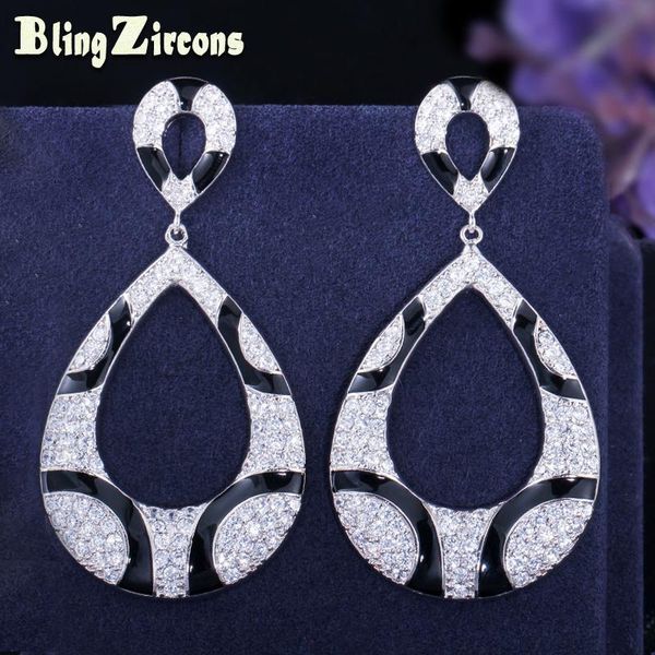 beaqueen large water drop shape cubic zircon micro paved long black snake costume earrings fashion jewelry for women e267, Silver
beaqueen large water drop shape cubic zircon micro paved long black snake costume earrings fashion jewelry for women e267, Silver