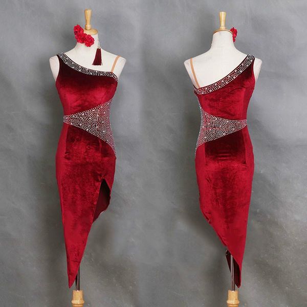 stage wear crystals profession latin dance dress womens korean velvet samba costume lady sequins competition performance dresses, Black;red
stage wear crystals profession latin dance dress womens korean velvet samba costume lady sequins competition performance dresses, Black;red