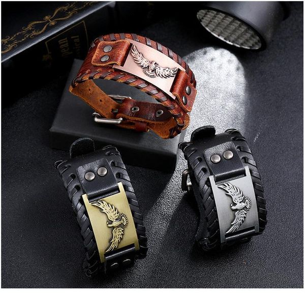 trendy brown flying eagle wide leather bracelet men punk braided rope alloy cuff bangle male wristband bracelet mens qylvjs
trendy brown flying eagle wide leather bracelet men punk braided rope alloy cuff bangle male wristband bracelet mens qylvjs