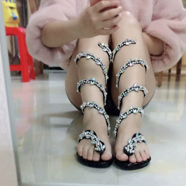 slippers flip summer flops, flat crystal slippers, clip snake belt open toe-print gladiator sandals, ladies shoes. lj32, Black 
slippers flip summer flops, flat crystal slippers, clip snake belt open toe-print gladiator sandals, ladies shoes. lj32, Black