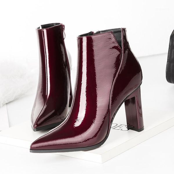 boots 2021 winter elegant women patent leather 9.5cm square high heels autumn wine red zippers furry ankle shoes1, Black
boots 2021 winter elegant women patent leather 9.5cm square high heels autumn wine red zippers furry ankle shoes1, Black