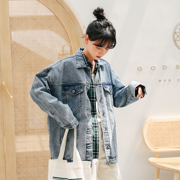 ins2020 spring new korean loose short denim jacket, Black;brown