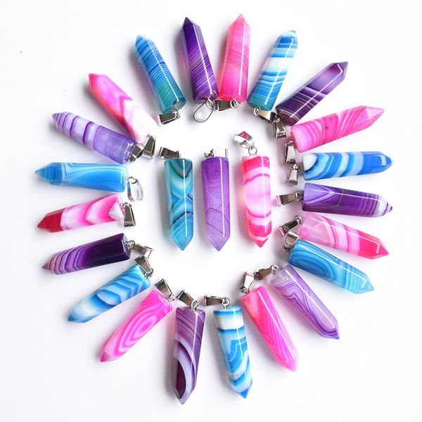 blue red purple stripe onyx pillar shape point chakra charms pendants for jewelry making, Bronze;silver
blue red purple stripe onyx pillar shape point chakra charms pendants for jewelry making, Bronze;silver