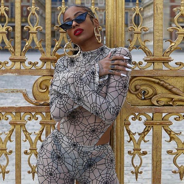 cutubly mesh see-through women's set outfit long sleeve two piece set spiderweb print bodysuit leggings pants tracksuit, Gray
cutubly mesh see-through women's set outfit long sleeve two piece set spiderweb print bodysuit leggings pants tracksuit, Gray