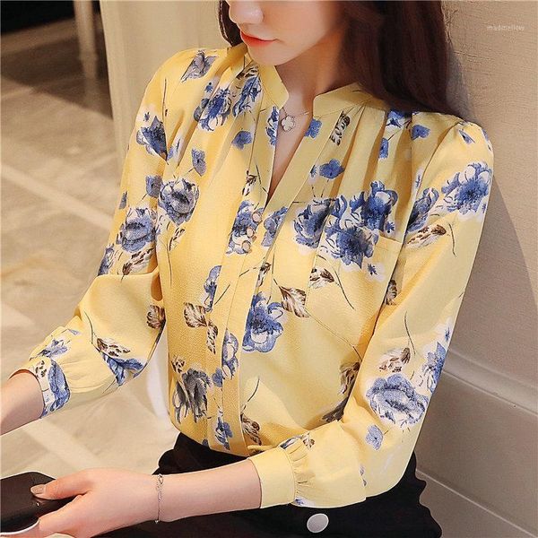 women's blouses & shirts long sleeve print chiffon women blouse shirt fashion 2021 blusas feminine 1, White
women's blouses & shirts long sleeve print chiffon women blouse shirt fashion 2021 blusas feminine 1, White