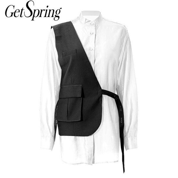 getspring women blouse stand collar long sleeve women shirts with irregular vest two piece set fashion loose long ladies, White
getspring women blouse stand collar long sleeve women shirts with irregular vest two piece set fashion loose long ladies, White