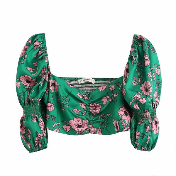 vintage chic floral print elastic chest short blouses women fashion square collar smocks elegant ladies, White
vintage chic floral print elastic chest short blouses women fashion square collar smocks elegant ladies, White